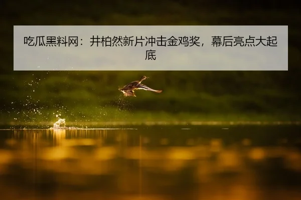 吃瓜黑料网：井柏然新片冲击金鸡奖，幕后亮点大起底